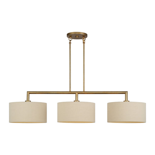 Bellingham Three Light Linear Chandelier Antique Gold Leaf