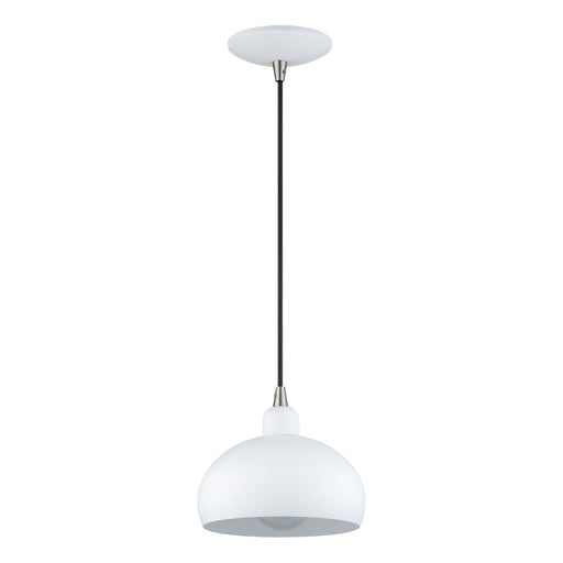 Domma One Light Mini Pendant White w/Brushed Nickel