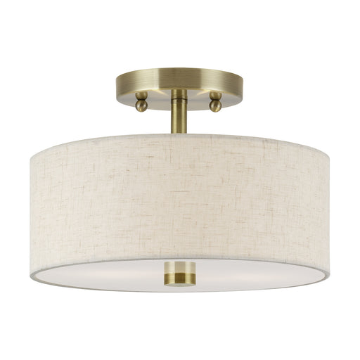 Livex Lighting - 52133-01 - Two Light Semi-Flush Mount - Monroe - Antique Brass