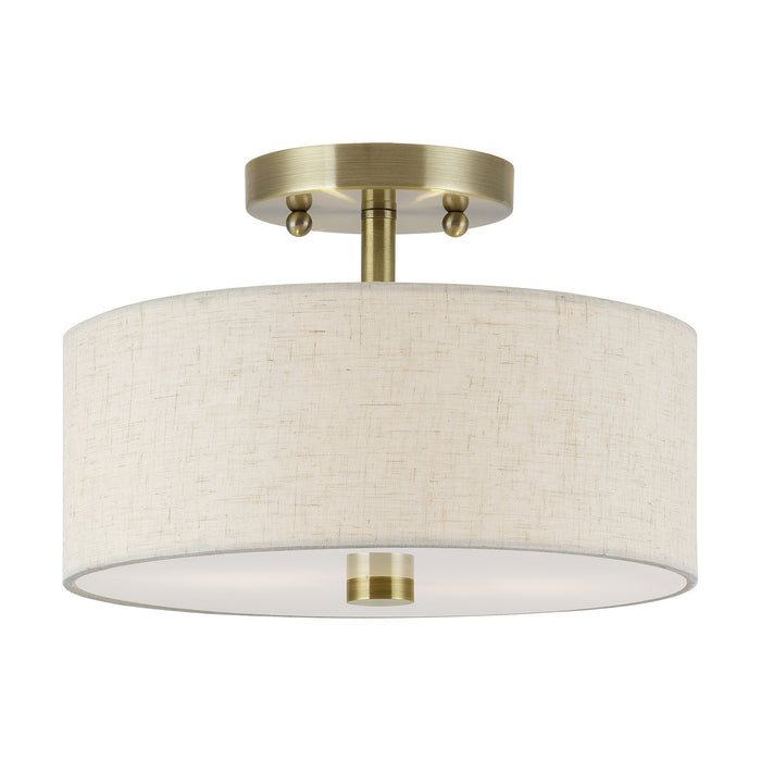 Livex Lighting - 52133-01 - Two Light Semi-Flush Mount - Monroe - Antique Brass