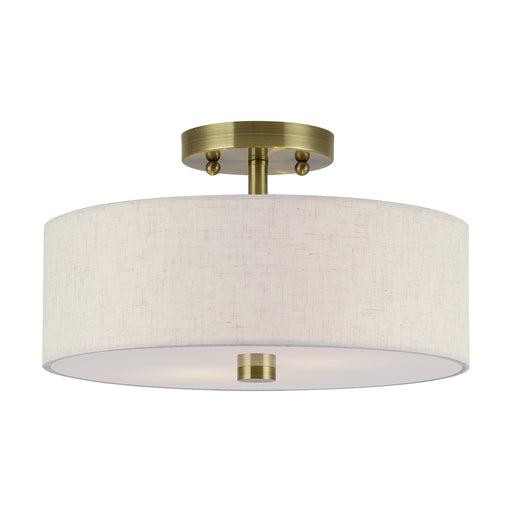 Livex Lighting - 52134-01 - Two Light Semi-Flush Mount - Monroe - Antique Brass