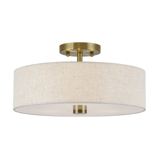 Monroe Three Light Semi-Flush Mount Antique Brass