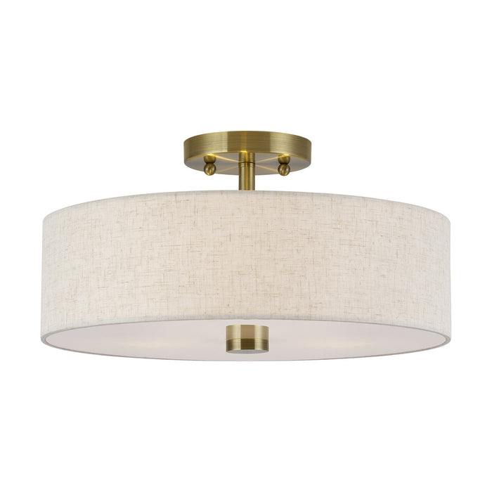 Livex Lighting - 52135-01 - Three Light Semi-Flush Mount - Monroe - Antique Brass