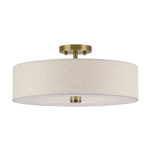 Livex Lighting - 52136-01 - Four Light Semi-Flush Mount - Monroe - Antique Brass