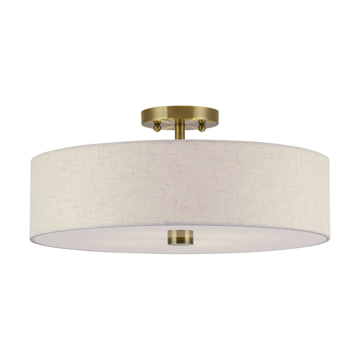 Livex Lighting - 52136-01 - Four Light Semi-Flush Mount - Monroe - Antique Brass