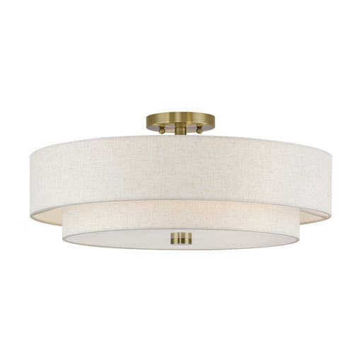 Livex Lighting - 52139-01 - Five Light Semi-Flush Mount - Monroe - Antique Brass