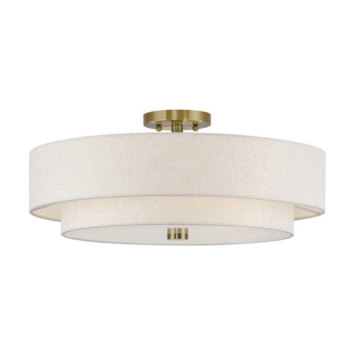 Livex Lighting - 52139-01 - Five Light Semi-Flush Mount - Monroe - Antique Brass