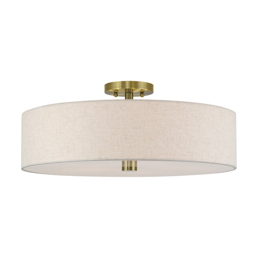 Livex Lighting - 52141-01 - Five Light Semi-Flush Mount - Monroe - Antique Brass