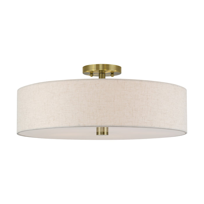 Livex Lighting - 52141-01 - Five Light Semi-Flush Mount - Monroe - Antique Brass