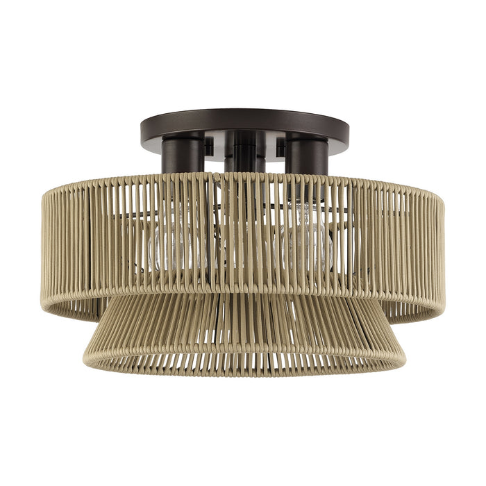 Livex Lighting - 53166-92 - Three Light Semi-Flush Mount - Florell - English Bronze