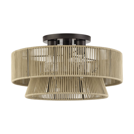 Livex Lighting - 53167-92 - Three Light Semi-Flush Mount - Florell - English Bronze