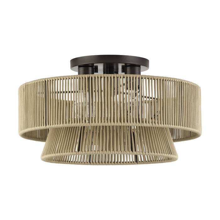 Livex Lighting - 53167-92 - Three Light Semi-Flush Mount - Florell - English Bronze