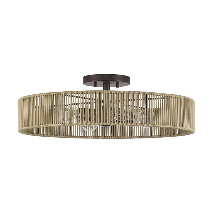 Livex Lighting - 53177-92 - Four Light Semi-Flush Mount - Goldiemesh - English Bronze