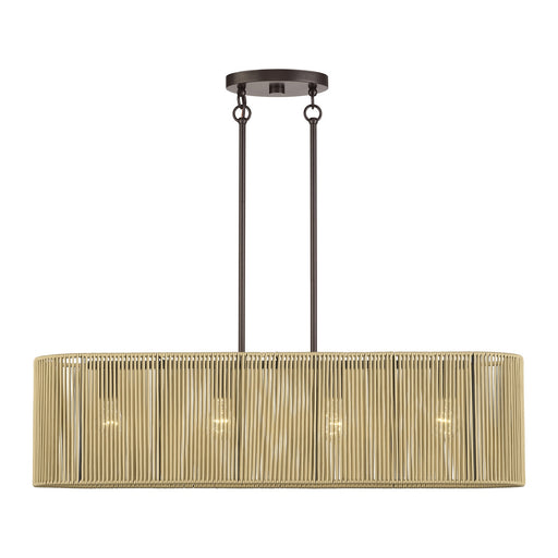 Goldiemesh Four Light Linear Chandelier English Bronze
