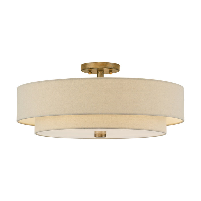 Livex Lighting - 58856-48 - Five Light Semi-Flush Mount - Bellingham - Antique Gold Leaf