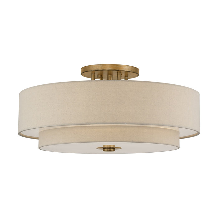 Livex Lighting - 58857-48 - Six Light Semi-Flush Mount - Bellingham - Antique Gold Leaf