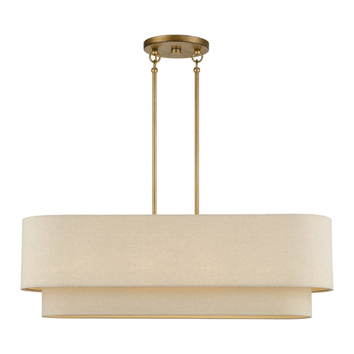 Bellingham Four Light Linear Chandelier Antique Gold Leaf