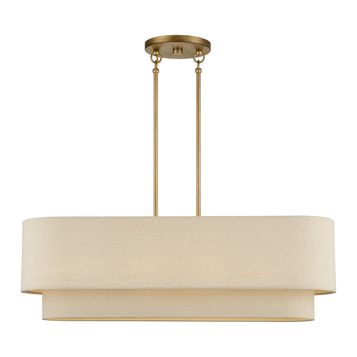 Livex Lighting - 58873-48 - Four Light Linear Chandelier - Bellingham - Antique Gold Leaf