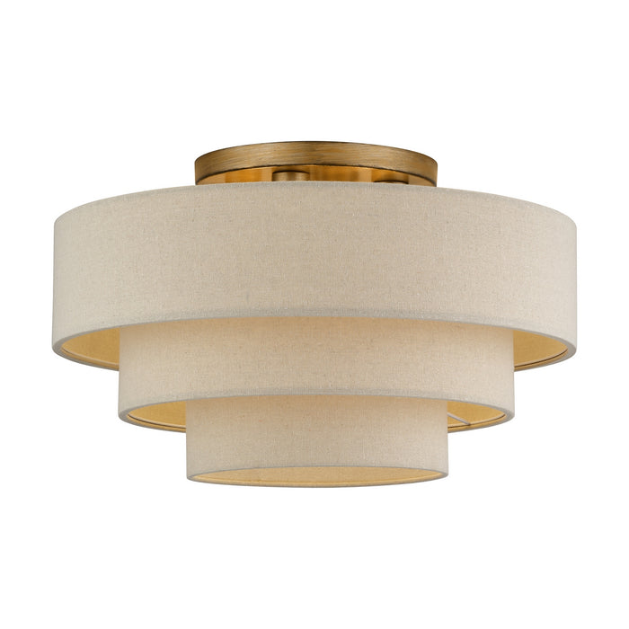 Livex Lighting - 58876-48 - Four Light Semi-Flush Mount - Bellingham - Antique Gold Leaf