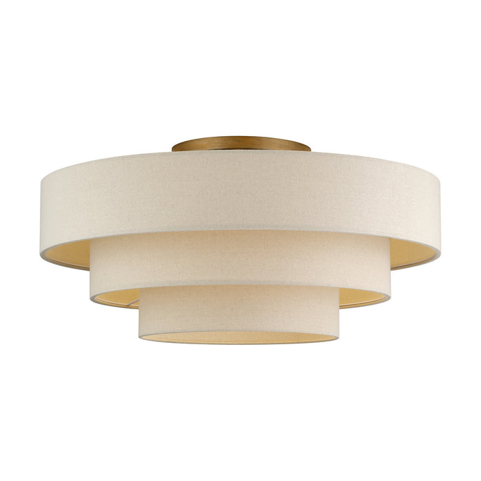 Livex Lighting - 58877-48 - Five Light Semi-Flush Mount - Bellingham - Antique Gold Leaf