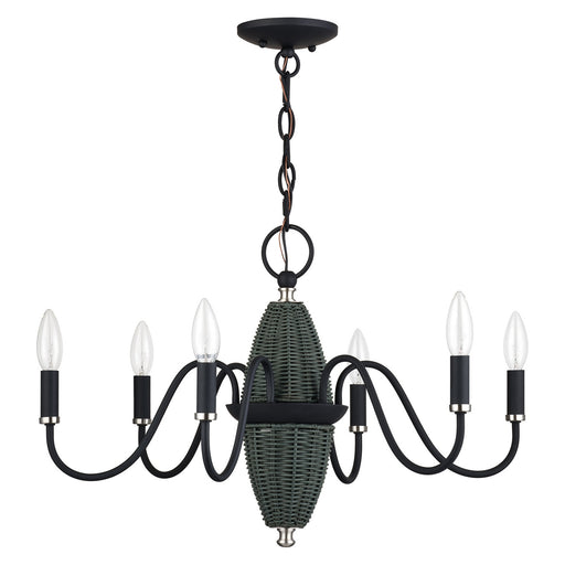 Laurelin Six Light Chandelier Black w/Brushed Nickel