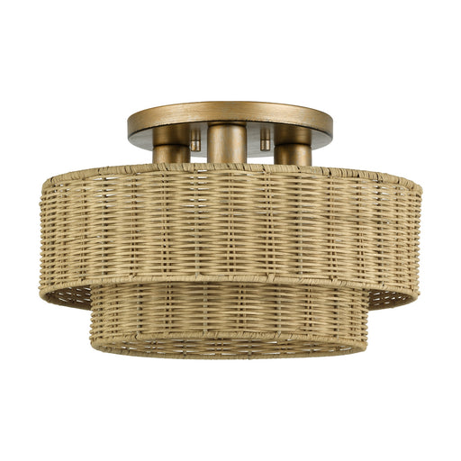 Weavington Three Light Semi-Flush Mount Antique Gold Leaf