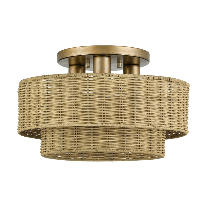 Livex Lighting - 60047-48 - Three Light Semi-Flush Mount - Weavington - Antique Gold Leaf