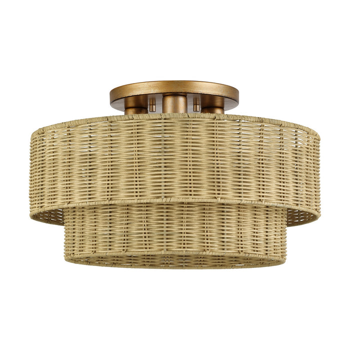 Livex Lighting - 60048-48 - Three Light Semi-Flush Mount - Weavington - Antique Gold Leaf