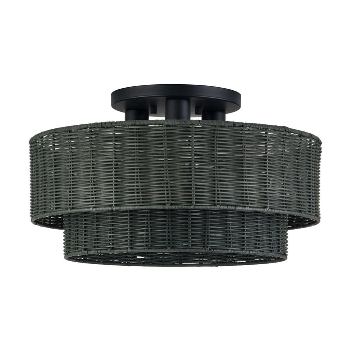 Livex Lighting - 60110-04 - Three Light Semi-Flush Mount - Weavington - Black
