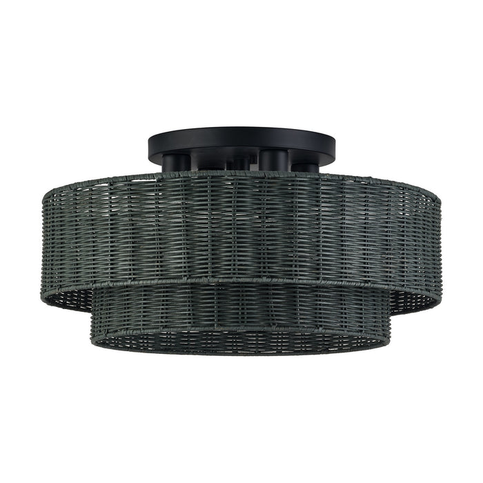 Livex Lighting - 60119-04 - Four Light Semi-Flush Mount - Weavington - Black