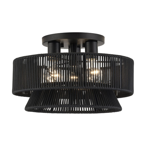 Livex Lighting - 60252-04 - Three Light Semi-Flush Mount - Florell - Black