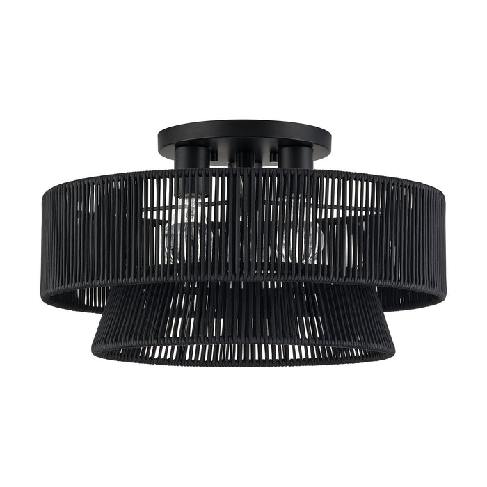 Livex Lighting - 60256-04 - Three Light Semi-Flush Mount - Florell - Black