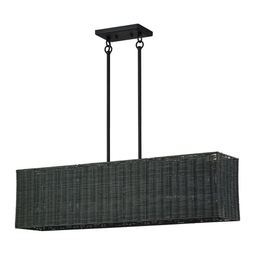Weavington Four Light Linear Chandelier Black
