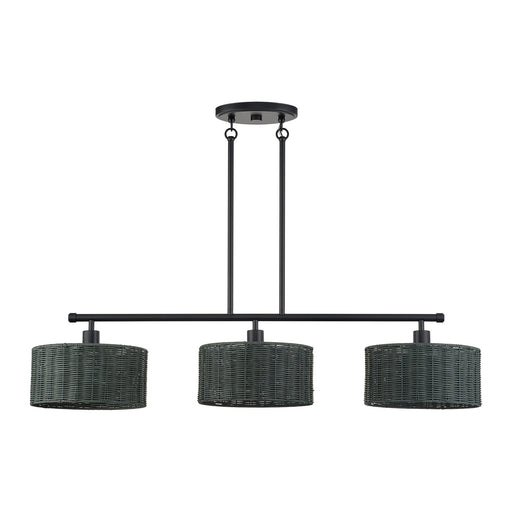 Weavington Three Light Linear Chandelier Black