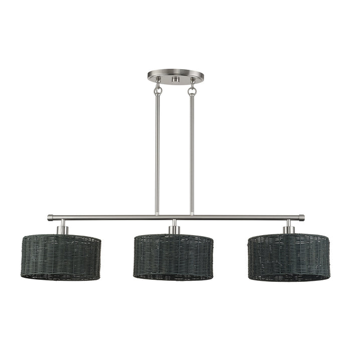 Livex Lighting - 60554-91 - Three Light Linear Chandelier - Weavington - Brushed Nickel