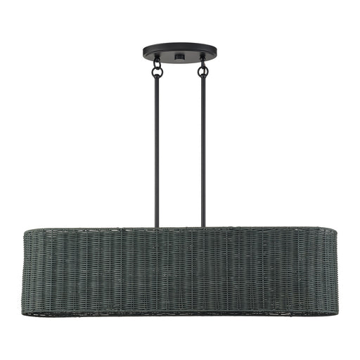 Weavington Four Light Linear Chandelier Black