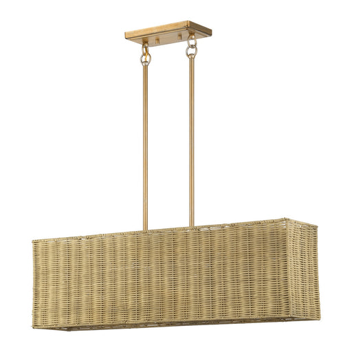 Weavington Three Light Linear Chandelier Antique Gold Leaf