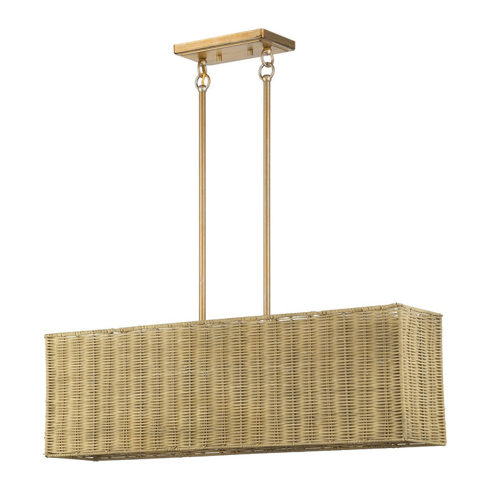 Livex Lighting - 60582-48 - Three Light Linear Chandelier - Weavington - Antique Gold Leaf