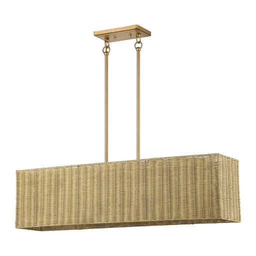 Weavington Four Light Linear Chandelier Antique Gold Leaf