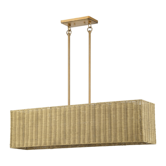 Livex Lighting - 60583-48 - Four Light Linear Chandelier - Weavington - Antique Gold Leaf