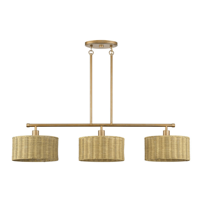 Livex Lighting - 60585-48 - Three Light Linear Chandelier - Weavington - Antique Gold Leaf