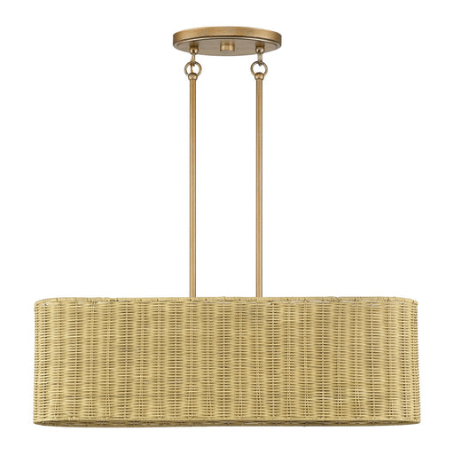 Weavington Three Light Linear Chandelier Antique Gold Leaf