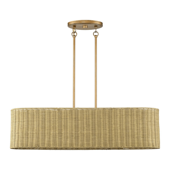 Livex Lighting - 60587-48 - Four Light Linear Chandelier - Weavington - Antique Gold Leaf