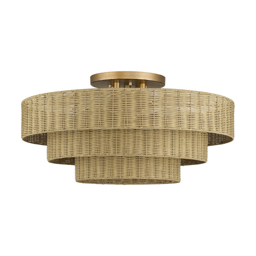 Livex Lighting - 60599-48 - Five Light Semi-Flush Mount - Weavington - Antique Gold Leaf