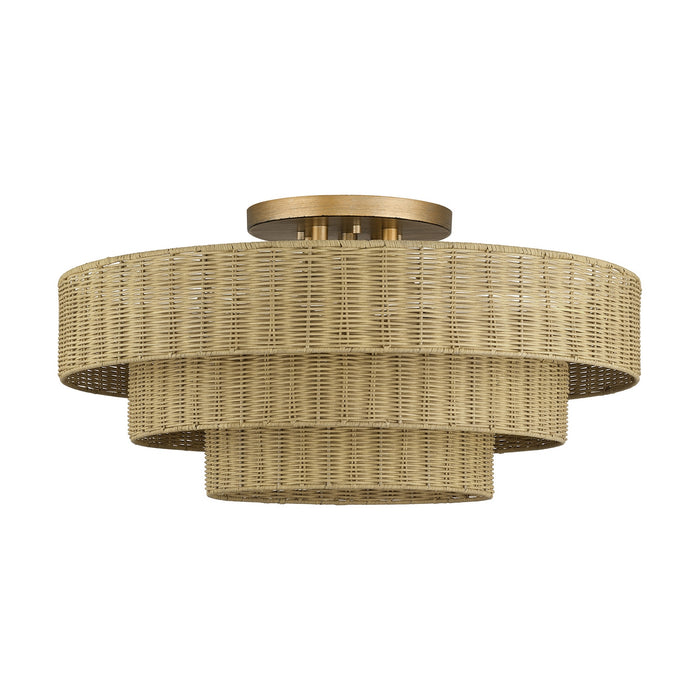 Livex Lighting - 60599-48 - Five Light Semi-Flush Mount - Weavington - Antique Gold Leaf