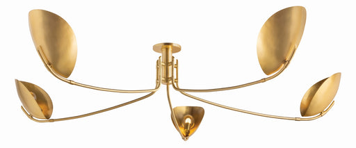 Avondale Five Light Semi Flush Mount Aged Brass