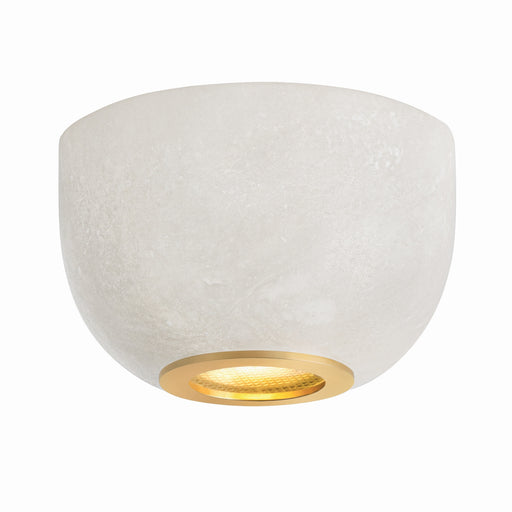 Bains Corner One Light Flush Mount Aged Brass