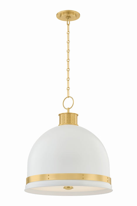 Hudson Valley - 2133-AGB/SWH - Three Light Pendant - Briscoe - Aged Brass