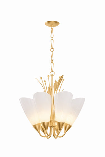 Forest Glen Six Light Chandelier Vintage Gold Leaf