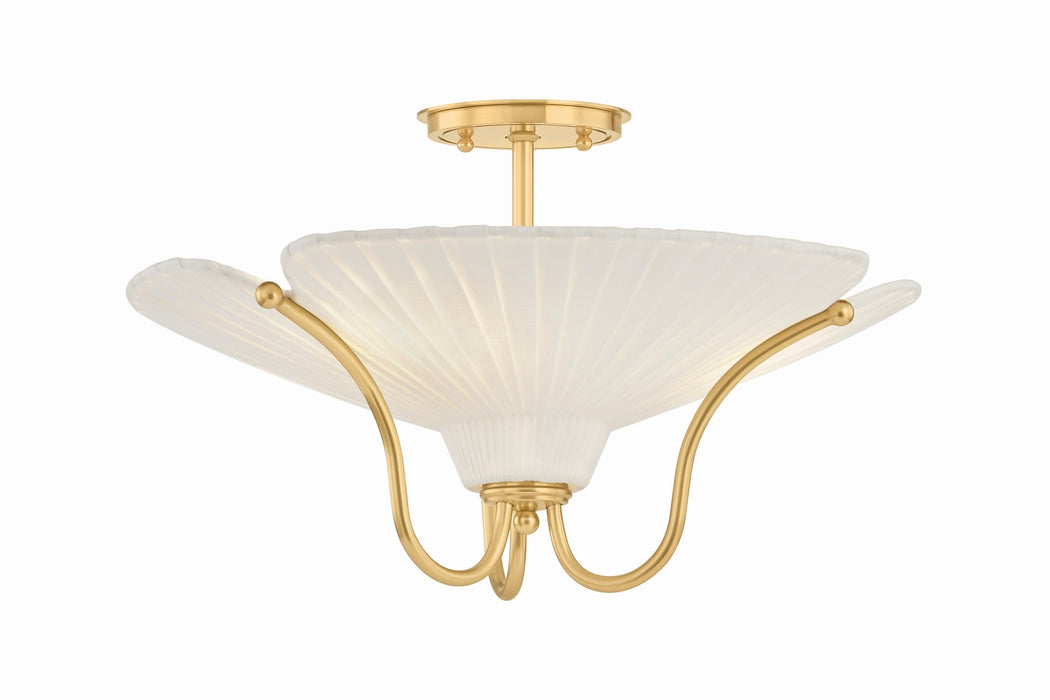 Hudson Valley - AH4619-AGB - Three Light Semi Flush Mount - Gerhard - Aged Brass